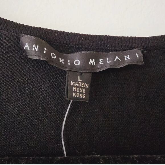 NWT Antonio Melani Black Knit Twist Front Y2K Sleeveless Shirt Size L Large - Picture 4 of 9